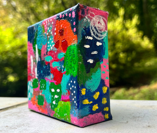 Cat Redmond Art Sunday Afternoon Bike Ride | original leisurely cycling artwork | hand-painted outdoor activity abstract art | modern serene landscape painting | exclusive contemporary biking-inspired art