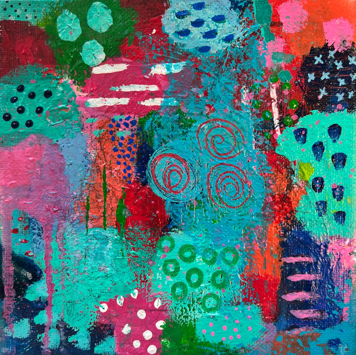 cat redmond art morning stroll thru the garden | original garden landscape artwork | hand-painted floral stroll abstract art | modern serene nature painting | exclusive contemporary botanical-inspired art