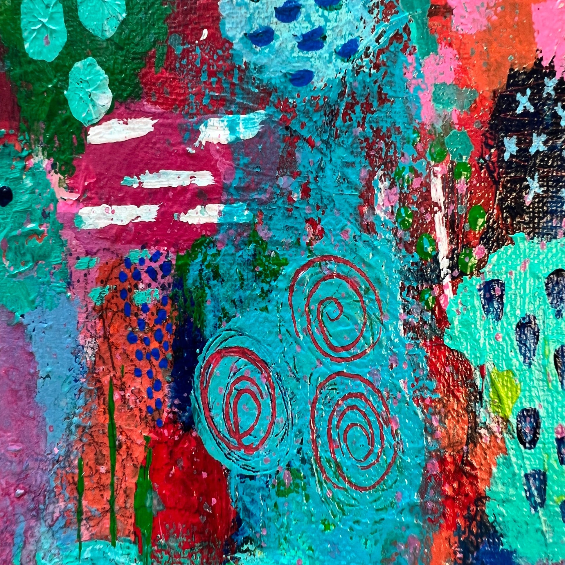 Cat Redmond Art Morning Stroll Thru the Garden | original garden landscape artwork | hand-painted floral stroll abstract art | modern serene nature painting | exclusive contemporary botanical-inspired art