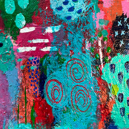 Cat Redmond Art Morning Stroll Thru the Garden | original garden landscape artwork | hand-painted floral stroll abstract art | modern serene nature painting | exclusive contemporary botanical-inspired art