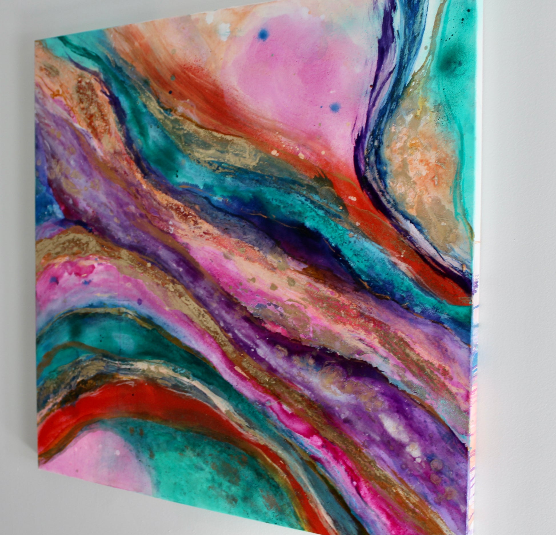 Cat Redmond Art Crystal Vision | original abstract crystal-inspired canvas artwork | hand-painted luminous composition | modern geometric fluid painting