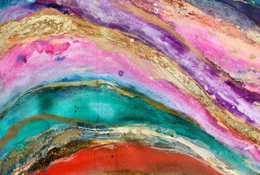 Cat Redmond Art Crystal Vision | original abstract crystal-inspired canvas artwork | hand-painted luminous composition | modern geometric fluid painting