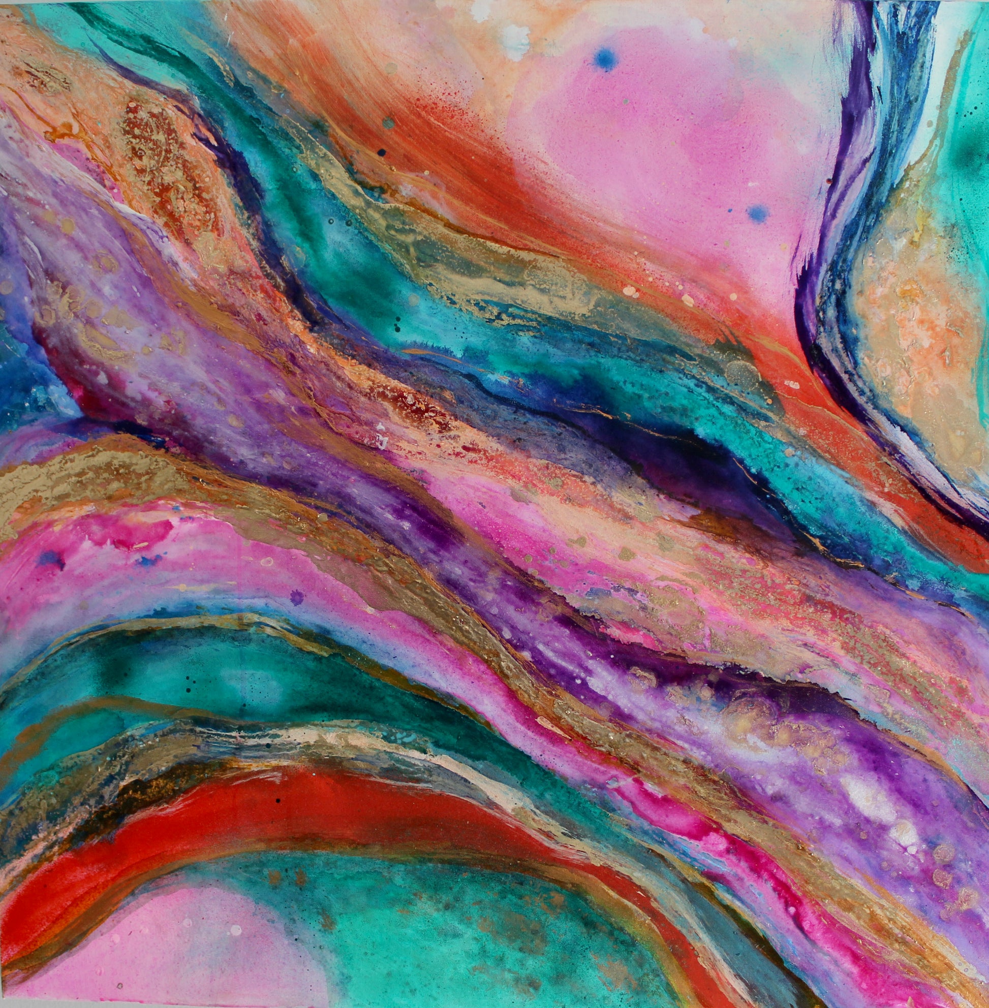 Cat Redmond Art Crystal Vision | original abstract crystal-inspired canvas artwork | hand-painted luminous composition | modern geometric fluid painting