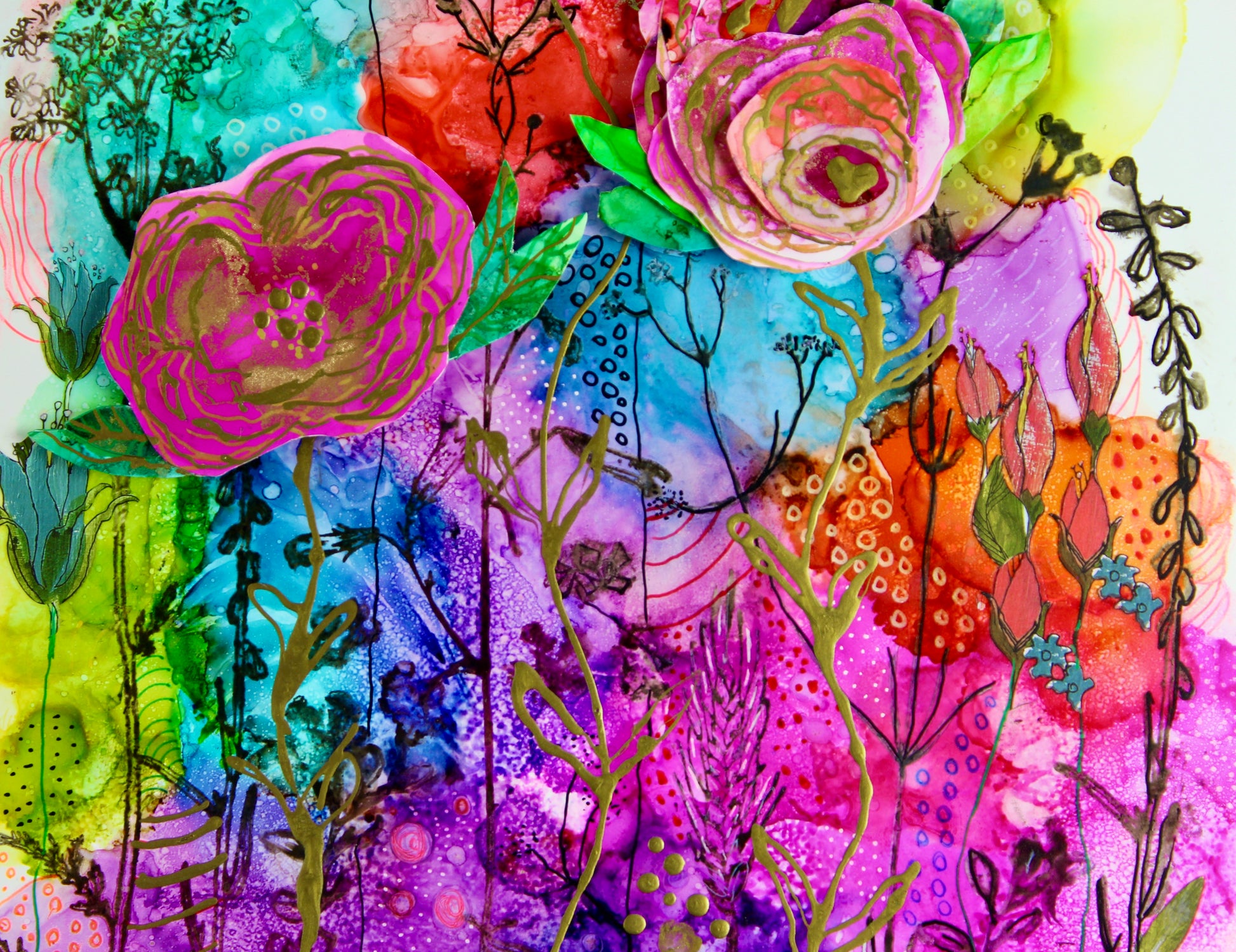 Cat Redmond Art Such a Beautiful Day | original uplifting nature artwork | hand-painted scenic abstract art | modern cheerful landscape painting | exclusive contemporary joyful art piece