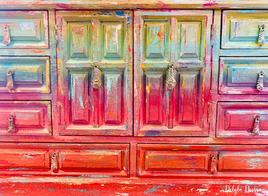 Cat Redmond Art – Vintage Multi-Colored Boho Jewelry Box | original decorative boho-inspired box | hand-painted stylish colorful jewelry organizer | modern artistic statement keepsake