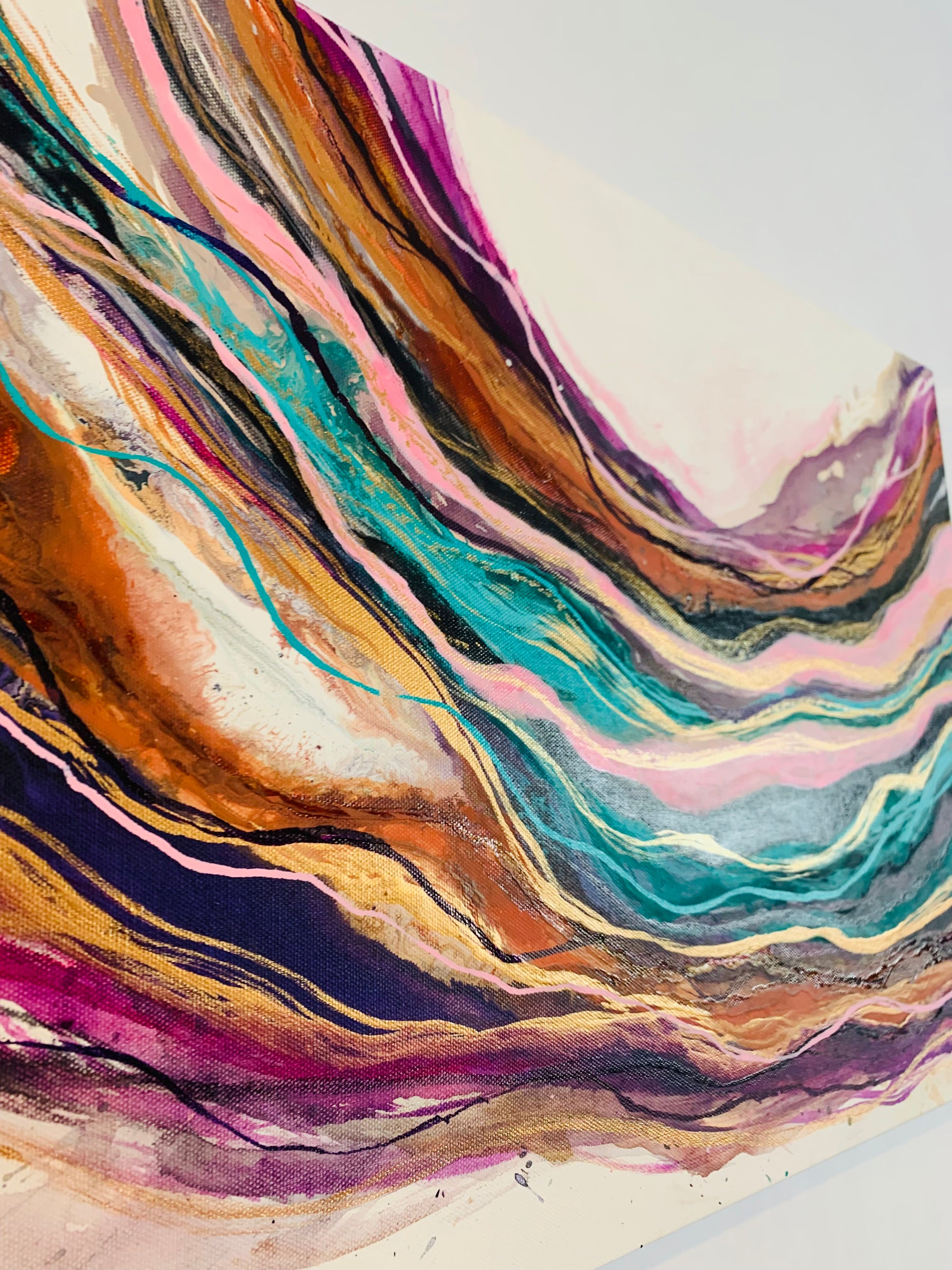 Cat Redmond Art Intertwined | original abstract intertwined artwork | hand-painted connected forms composition | modern fluid relationship-inspired art