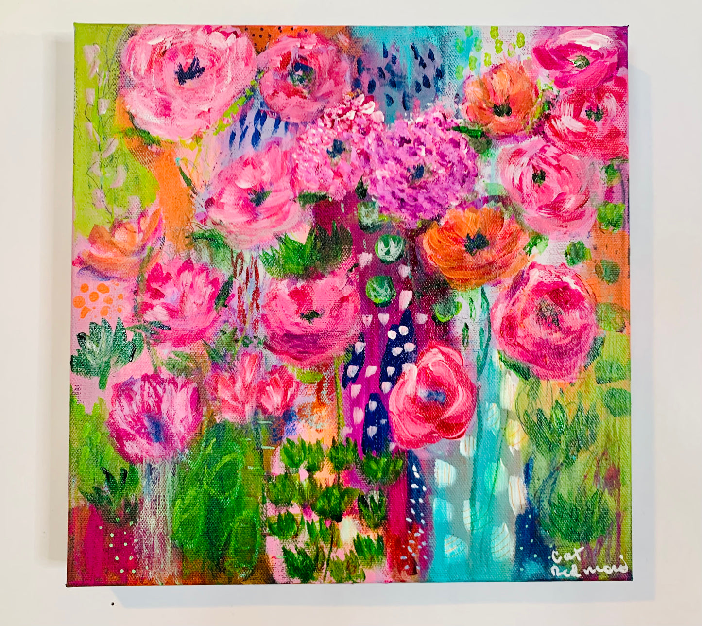 cat redmond art – follow your bliss | original motivational abstract creation | modern colorful uplifting painting | hand-painted contemporary joyful composition