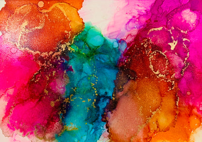 Cat Redmond Art – Over the Rainbow | original radiant alcohol ink creation | modern abstract spectrum-inspired painting | hand-painted bright fluid art composition