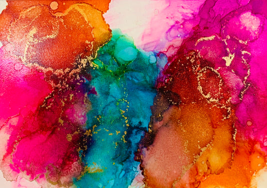 Cat Redmond Art – Over the Rainbow | original radiant alcohol ink creation | modern abstract spectrum-inspired painting | hand-painted bright fluid art composition