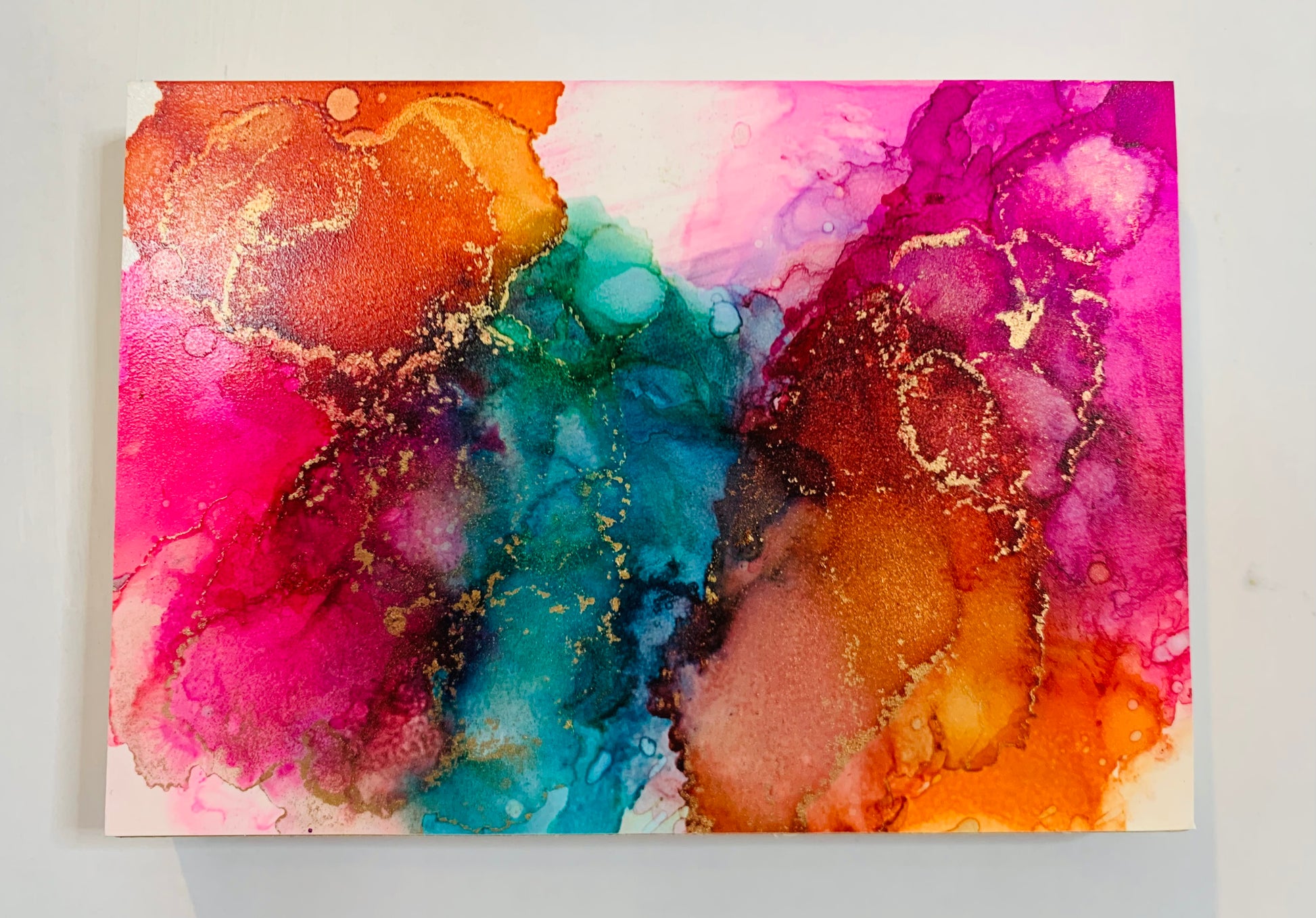 Cat Redmond Art – Over the Rainbow | original radiant alcohol ink creation | modern abstract spectrum-inspired painting | hand-painted bright fluid art composition