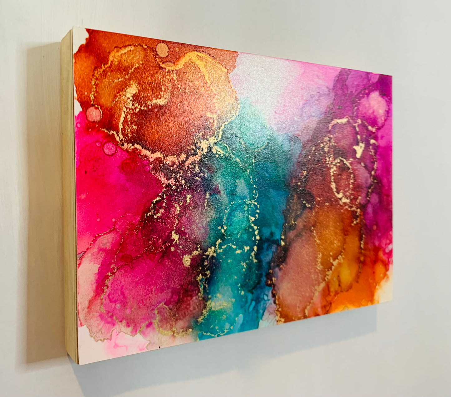 cat redmond art – over the rainbow | original radiant alcohol ink creation | modern abstract spectrum-inspired painting | hand-painted bright fluid art composition
