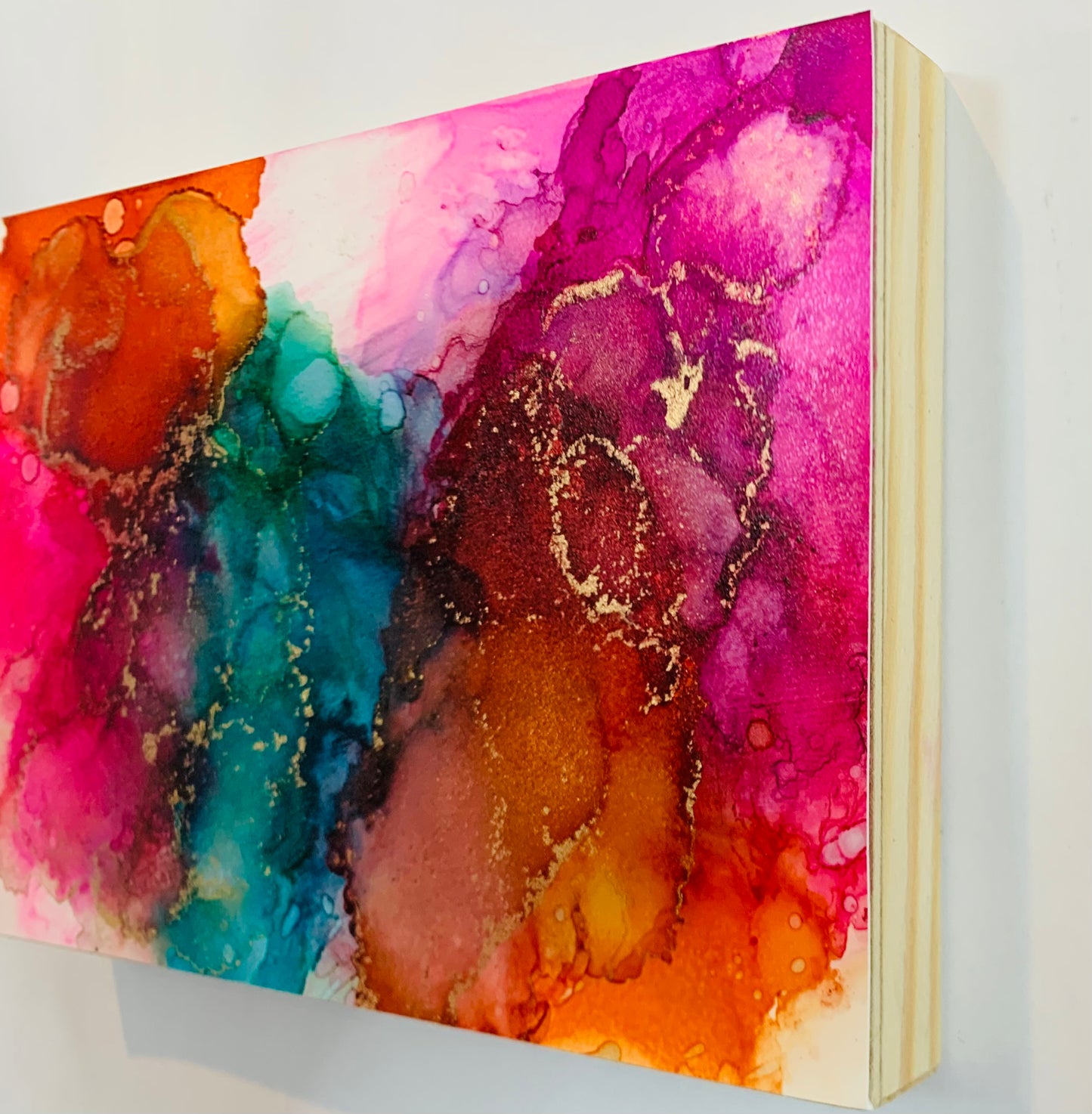 cat redmond art – over the rainbow | original radiant alcohol ink creation | modern abstract spectrum-inspired painting | hand-painted bright fluid art composition