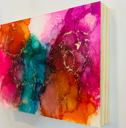 Cat Redmond Art – Over the Rainbow | original radiant alcohol ink creation | modern abstract spectrum-inspired painting | hand-painted bright fluid art composition