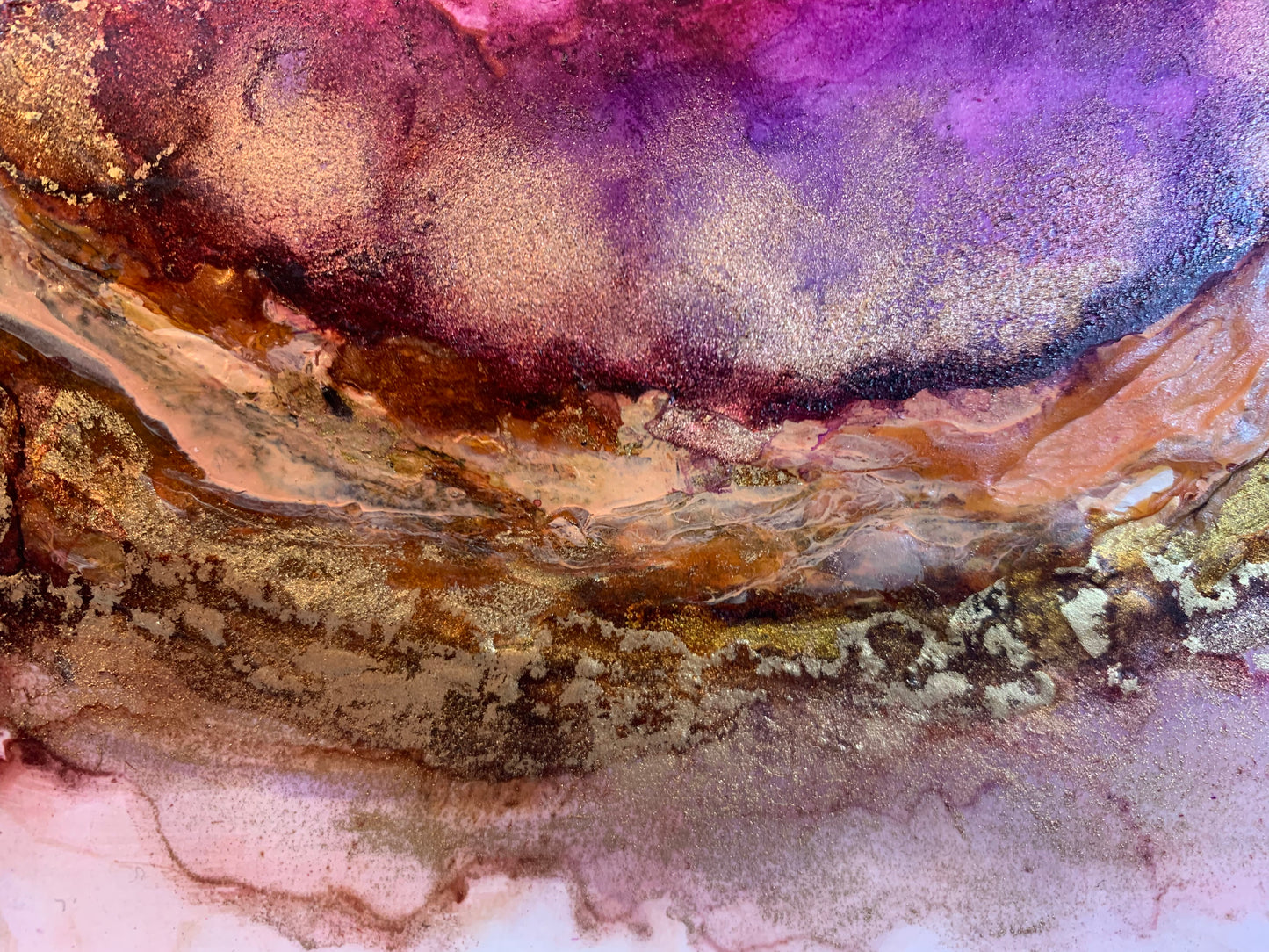 cat redmond art – inner reflection | original thoughtful alcohol ink creation | modern abstract mindfulness-inspired painting | hand-painted introspective fluid composition