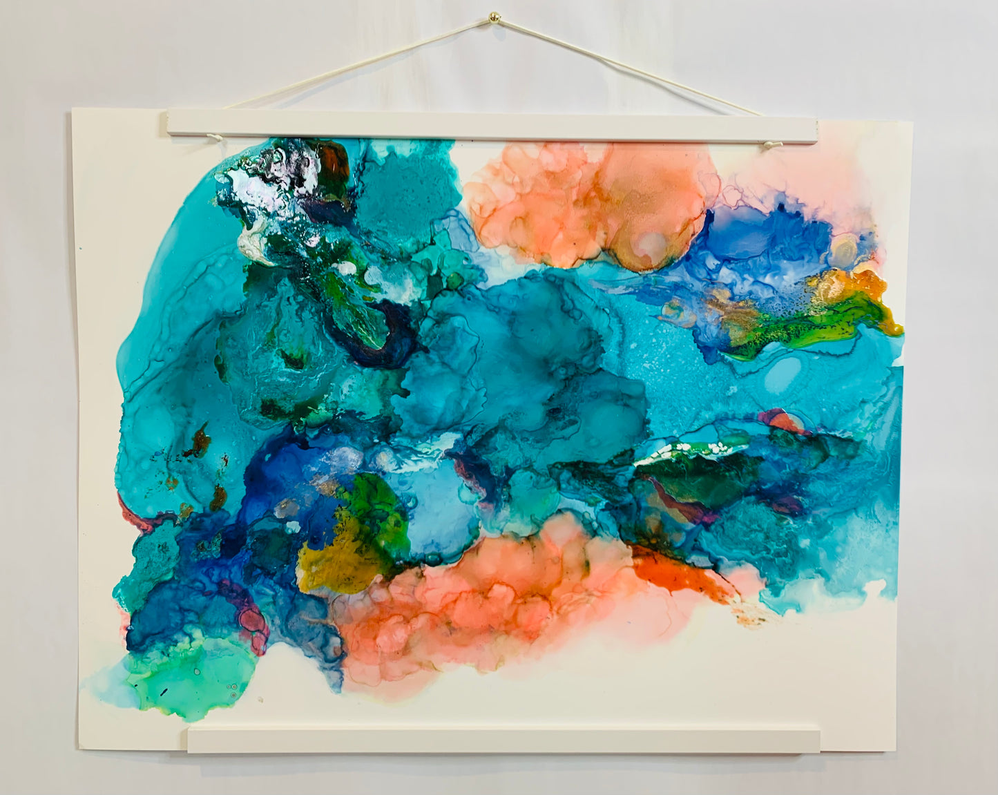 cat redmond art oceania | original alcohol ink ocean artwork | hand-painted abstract marine art | modern oceanic ink composition | exclusive contemporary seascape-inspired painting