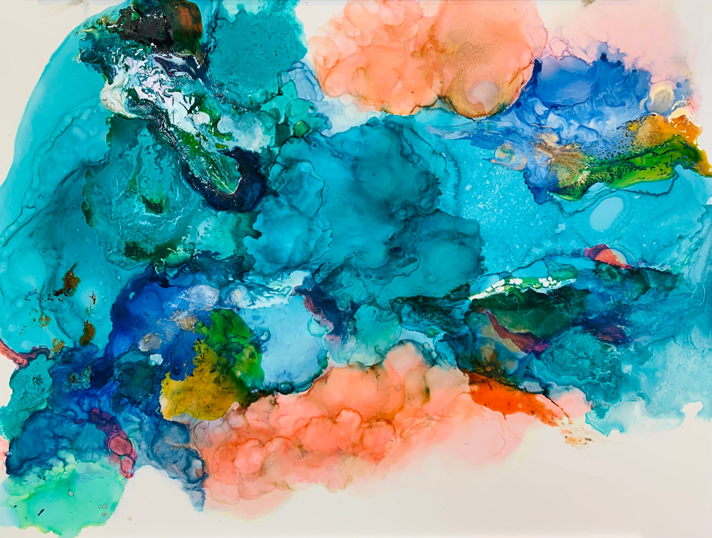 cat redmond art oceania | original alcohol ink ocean artwork | hand-painted abstract marine art | modern oceanic ink composition | exclusive contemporary seascape-inspired painting