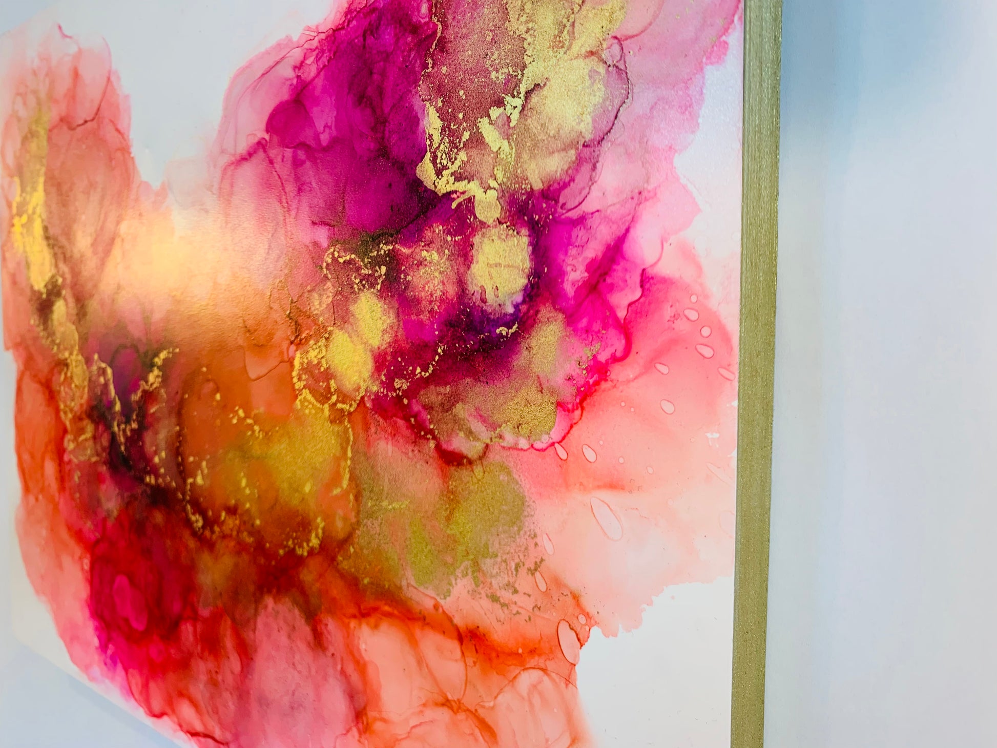 Cat Redmond Art Happier Than Ever | original vibrant alcohol ink artwork | hand-painted joyful abstract composition | modern uplifting fluid art