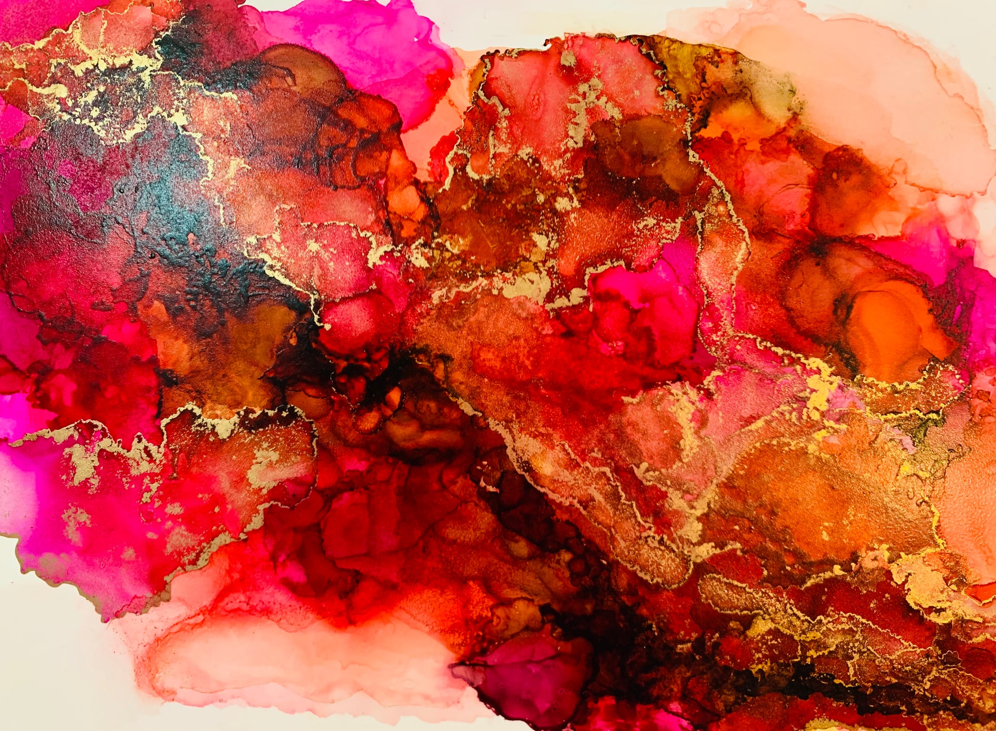 Cat Redmond Art Midnight Soiree | original alcohol ink abstract artwork | hand-painted nocturnal-inspired fluid art | modern elegant ink composition