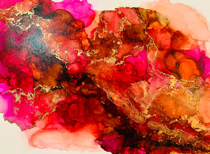 Cat Redmond Art Midnight Soiree | original alcohol ink abstract artwork | hand-painted nocturnal-inspired fluid art | modern elegant ink composition