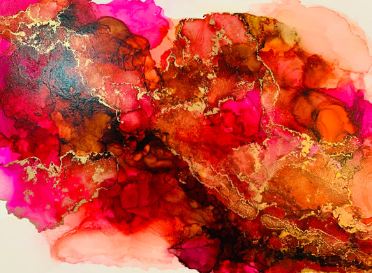 Cat Redmond Art Midnight Soiree | original alcohol ink abstract artwork | hand-painted nocturnal-inspired fluid art | modern elegant ink composition