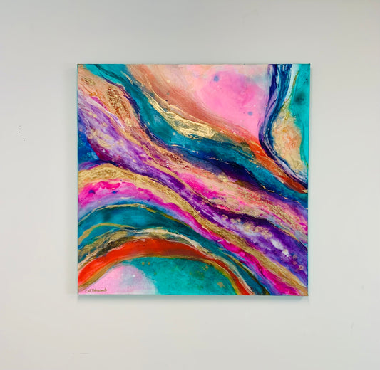 Cat Redmond Art Crystal Vision | original abstract crystal-inspired canvas artwork | hand-painted luminous composition | modern geometric fluid painting