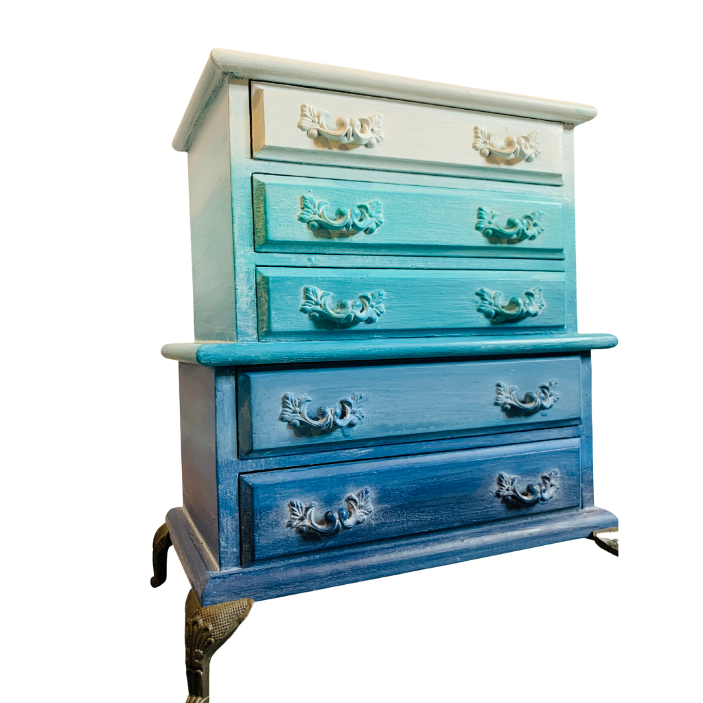 Shades of Blue Ombre' Vintage Jewelry Box