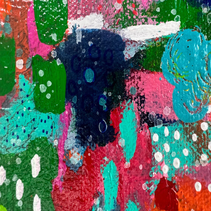 Cat Redmond Art Saturday Morning Farmers Market | original lively market scene artwork | hand-painted outdoor vendor abstract art | modern bustling farmers market painting | exclusive contemporary community-inspired art