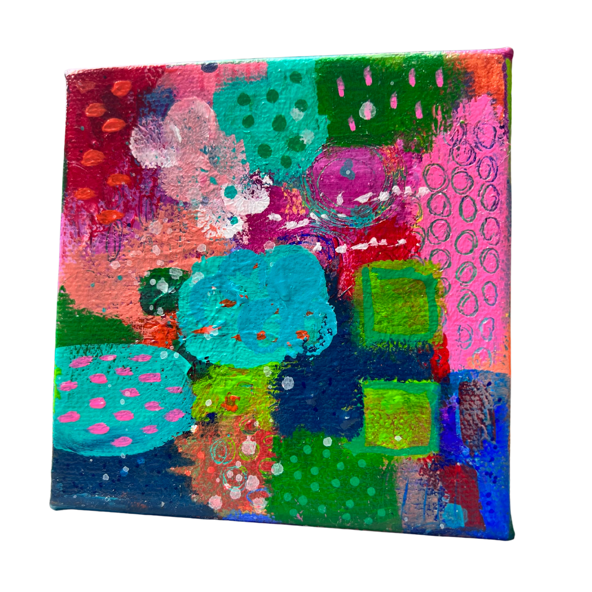 Cat Redmond Art Saturday Morning Farmers Market | original lively market scene artwork | hand-painted outdoor vendor abstract art | modern bustling farmers market painting | exclusive contemporary community-inspired art