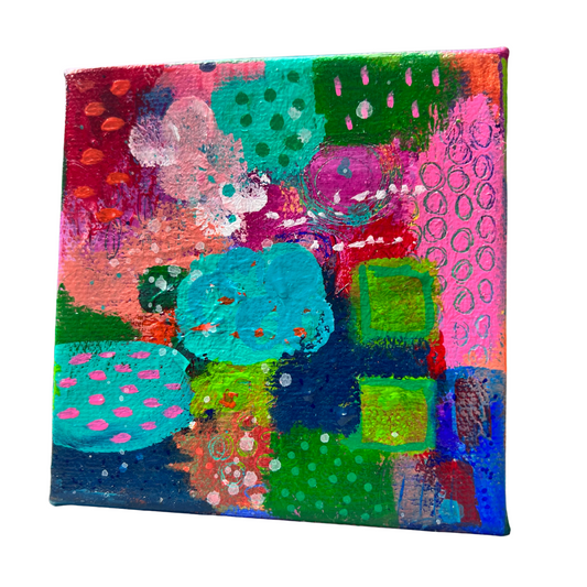 Cat Redmond Art Saturday Morning Farmers Market | original lively market scene artwork | hand-painted outdoor vendor abstract art | modern bustling farmers market painting | exclusive contemporary community-inspired art