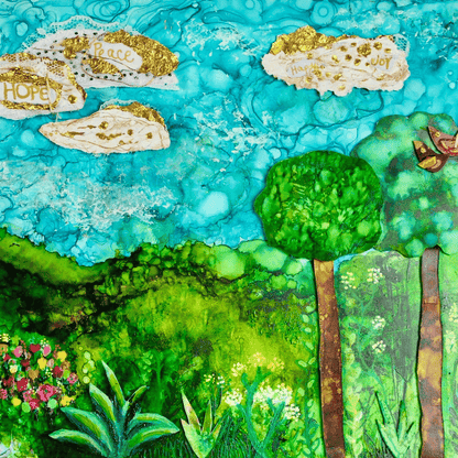 Cat Redmond Art Mother Earth’s Prayer | original spiritual nature artwork | hand-painted eco-inspired art | modern Mother Earth wall composition | exclusive contemporary nature-themed painting