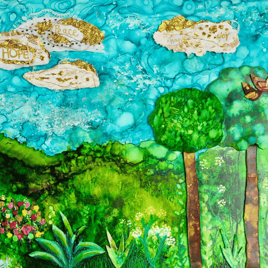 Cat Redmond Art Mother Earth’s Prayer | original spiritual nature artwork | hand-painted eco-inspired art | modern Mother Earth wall composition | exclusive contemporary nature-themed painting