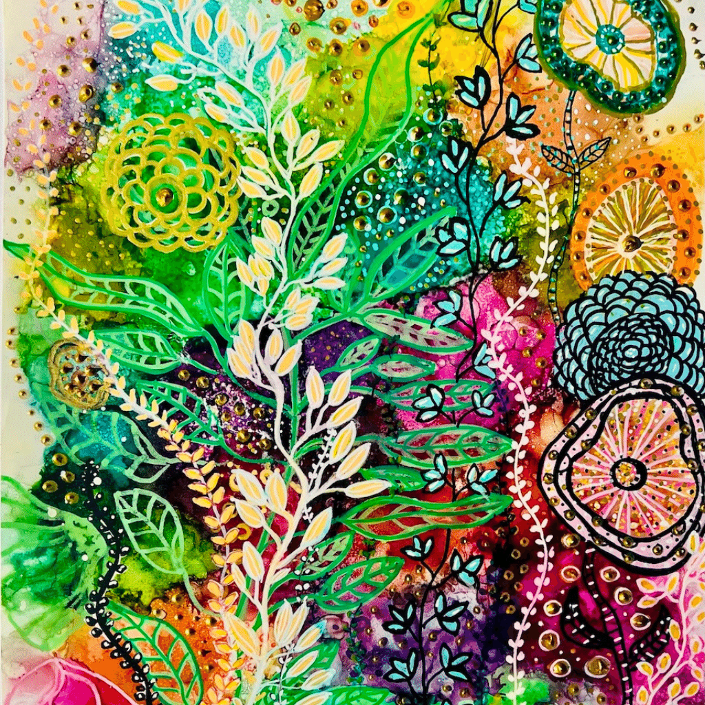 Cat Redmond Art A Lovely Day | original uplifting landscape artwork | hand-painted scenic abstract art | modern cheerful wall composition | exclusive contemporary joyful painting