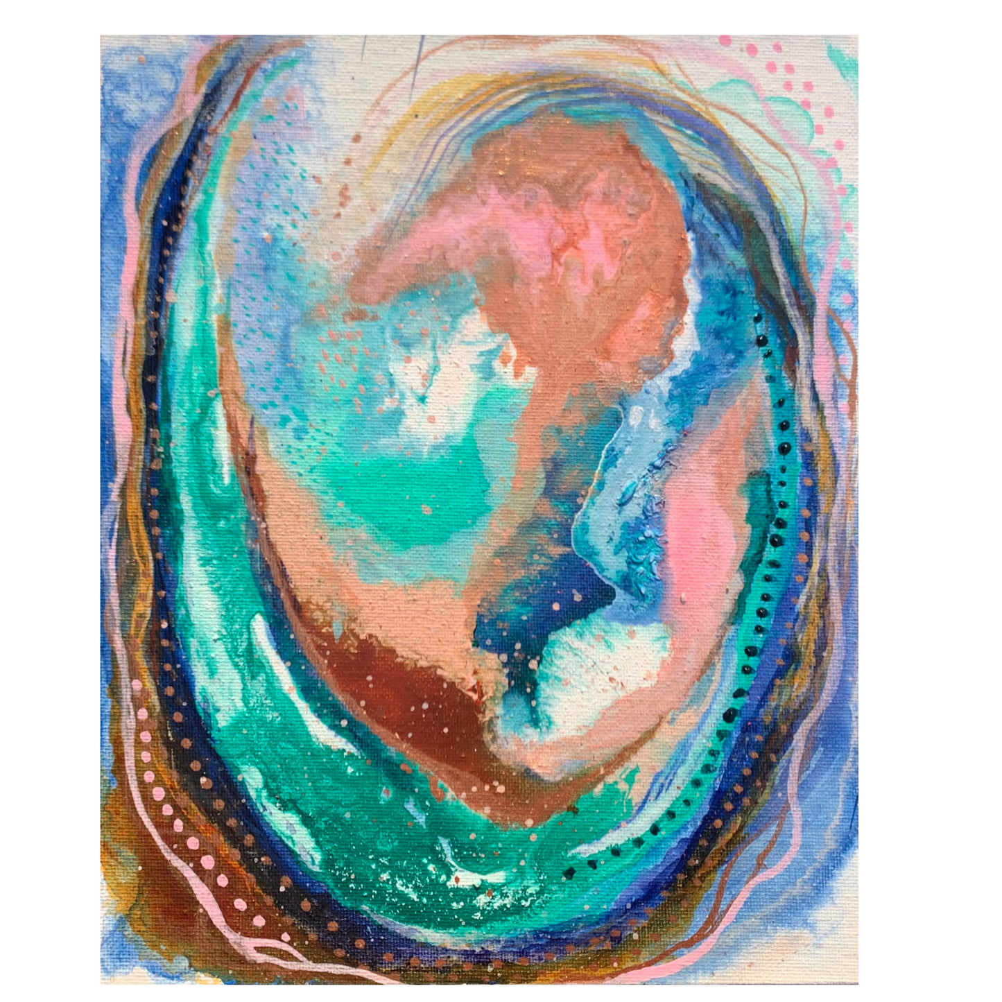 cat redmond art – abalone shell #1 | original abstract marine-inspired creation | modern shimmering shell painting | hand-painted oceanic fluid composition