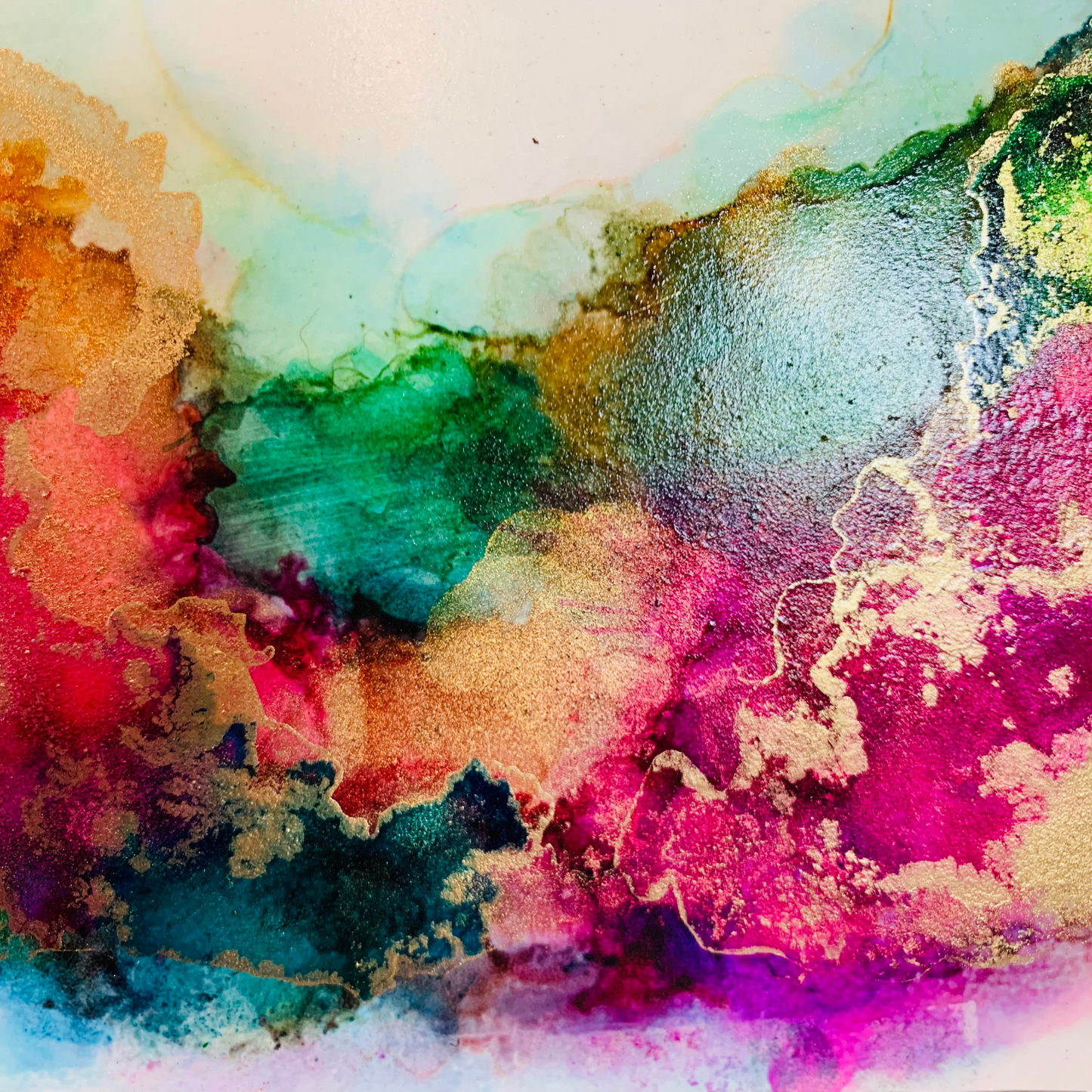 cat redmond art – daybreak | original vibrant alcohol ink creation | modern abstract early morning painting | hand-painted atmospheric fluid art
