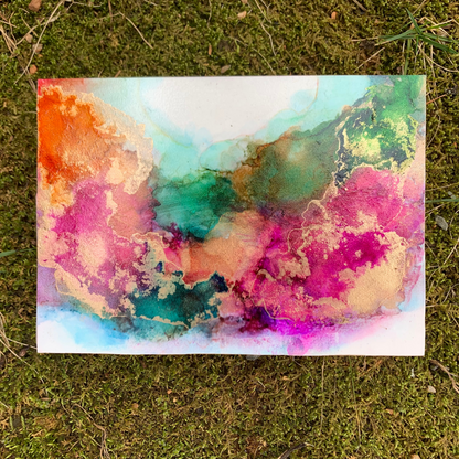 Cat Redmond Art – Daybreak | original vibrant alcohol ink creation | modern abstract early morning painting | hand-painted atmospheric fluid art