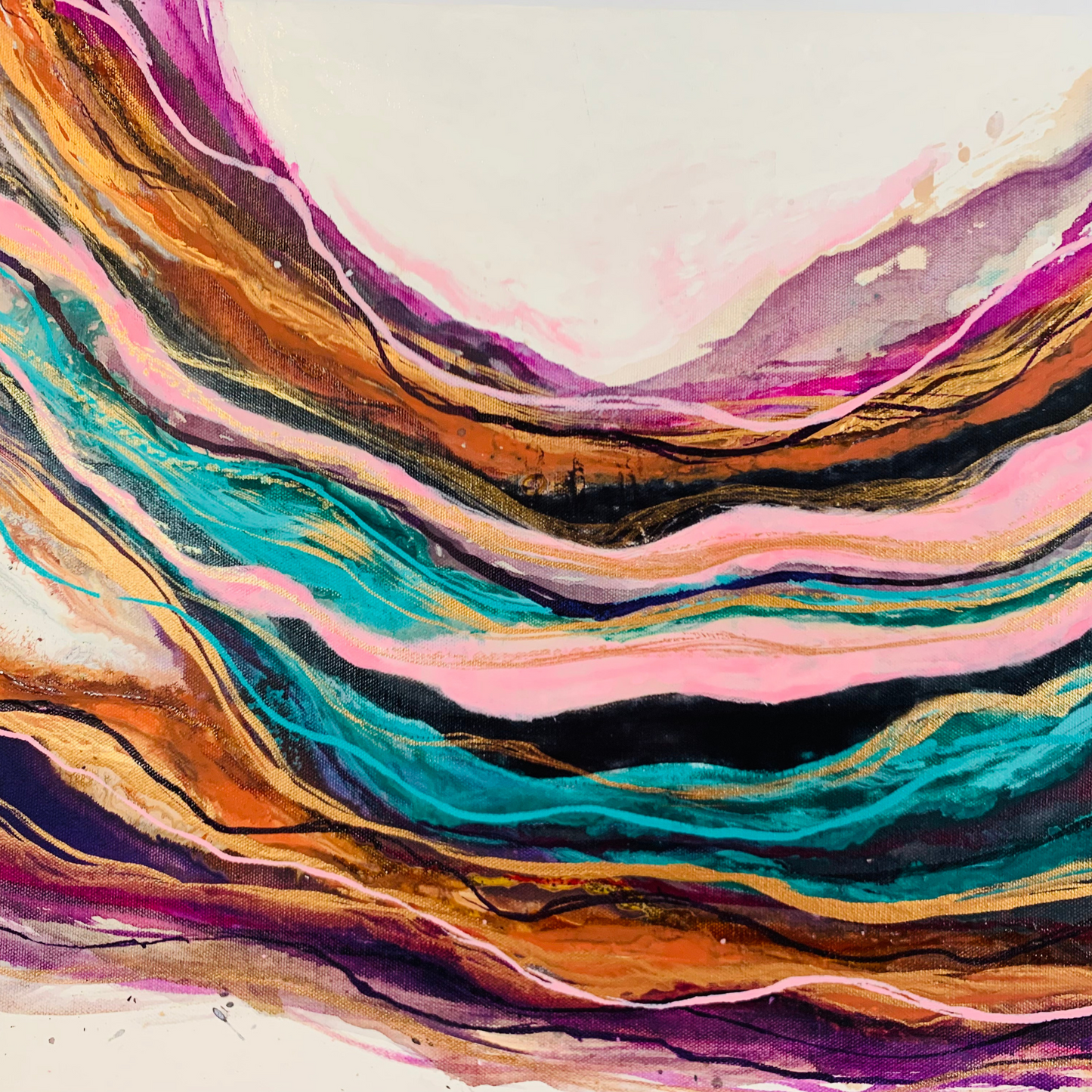 cat redmond art intertwined | original abstract intertwined artwork | hand-painted connected forms composition | modern fluid relationship-inspired art