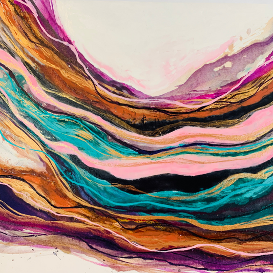 Cat Redmond Art Intertwined | original abstract intertwined artwork | hand-painted connected forms composition | modern fluid relationship-inspired art