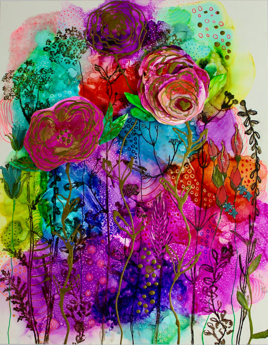 Cat Redmond Art Such a Beautiful Day | original uplifting nature artwork | hand-painted scenic abstract art | modern cheerful landscape painting | exclusive contemporary joyful art piece