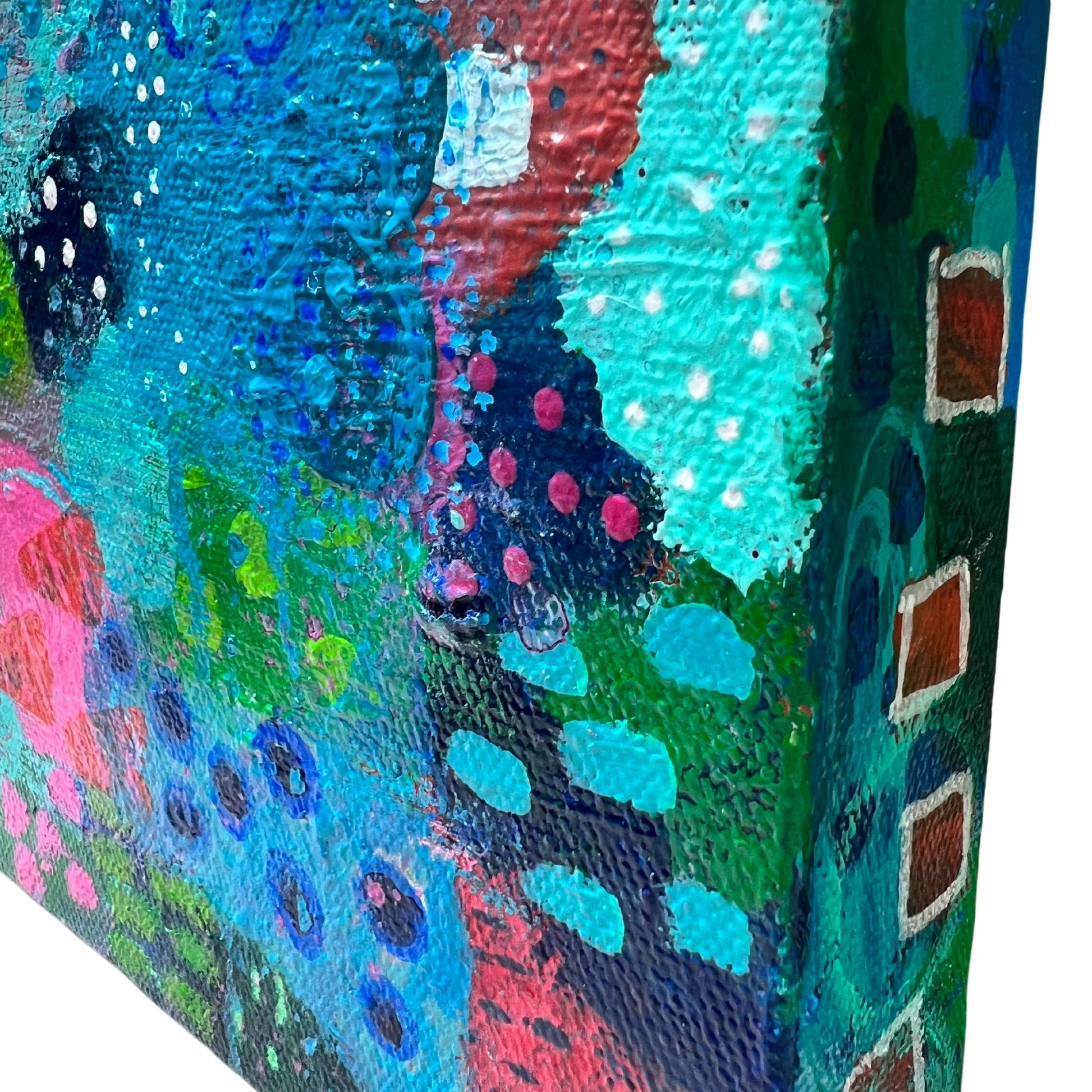 Cat Redmond Art Weekend Roadtrip | original scenic travel artwork | hand-painted road trip abstract painting | modern adventurous landscape art | exclusive contemporary journey-inspired artwork