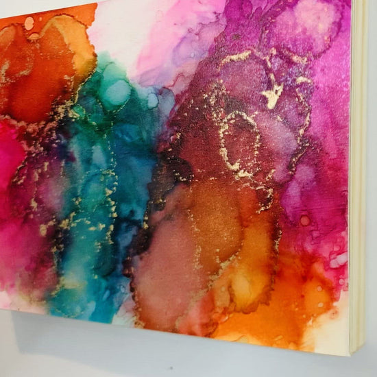 Cat Redmond Art – Over the Rainbow | original radiant alcohol ink creation | modern abstract spectrum-inspired painting | hand-painted bright fluid art composition